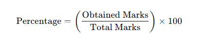 Marks Percentage Calculation Formula